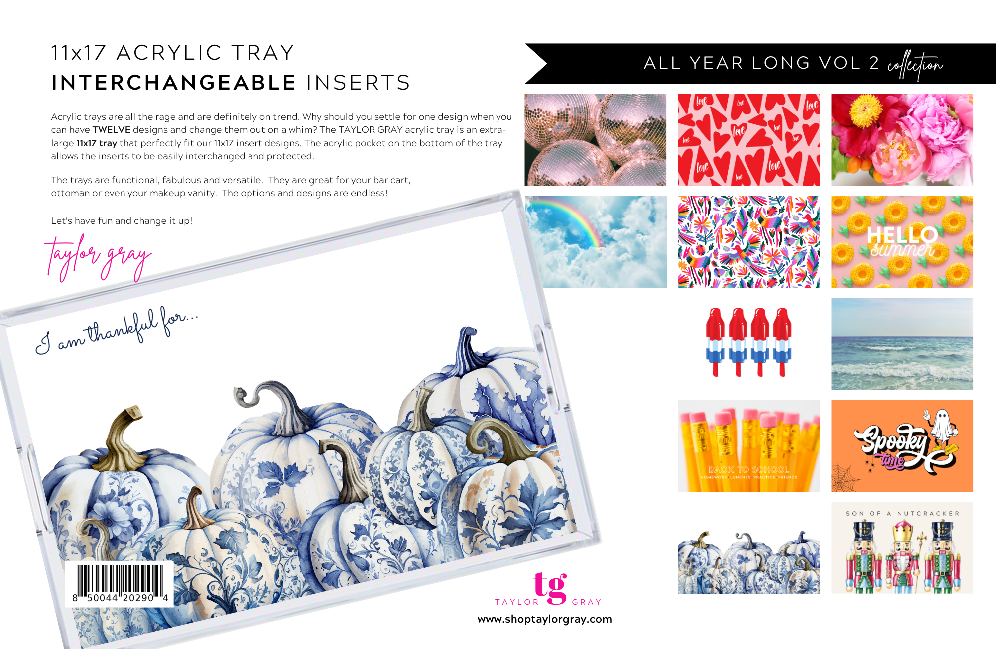 TAYLOR GRAY - 11x17 ALL YEAR LONG VOL 2 insert set of 12