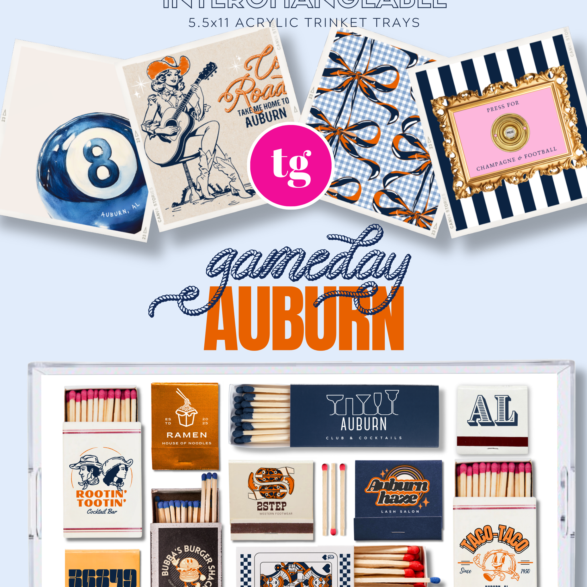 TAYLOR GRAY - 5.5x11 GAMEDAY AUBURN trinket tray insert set of 5
