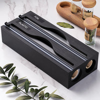 Plastic Film Cutter - Bamboo 2-in-1 Kitchen Wrap Dispenser with Slide