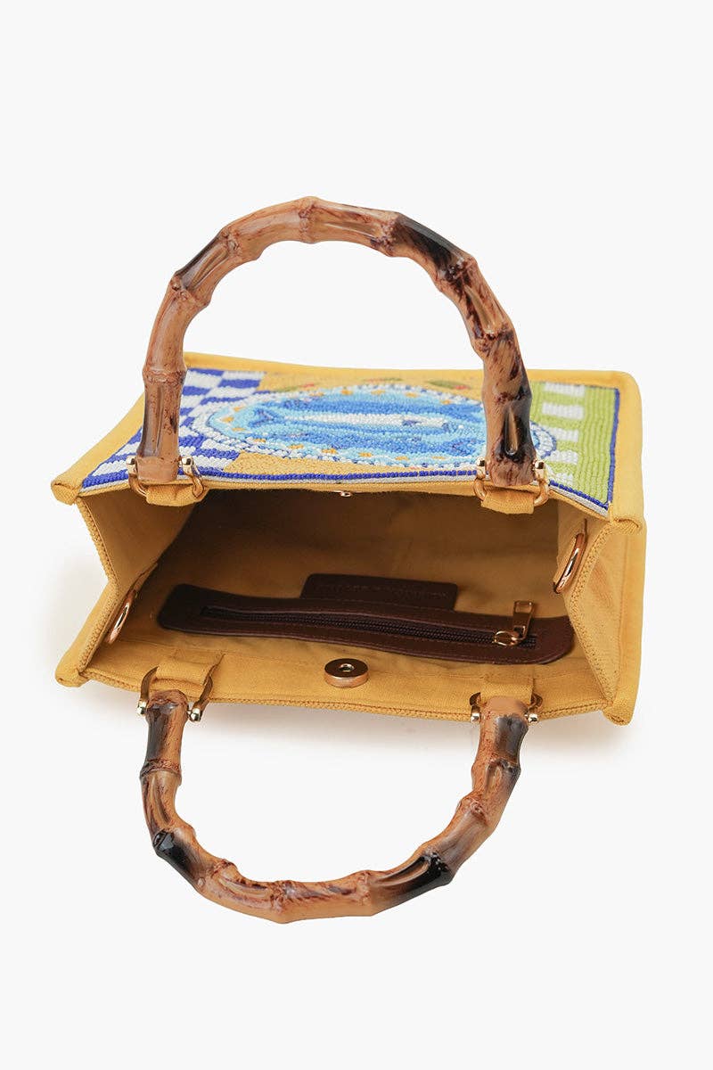 America & Beyond - Mediterranean Sardine Hand-Beaded Mini Tote
