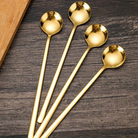 Elegant 304 Stainless Steel LongHandle Gold Spoons Set