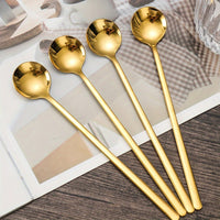 Elegant 304 Stainless Steel LongHandle Gold Spoons Set