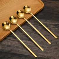 Elegant 304 Stainless Steel LongHandle Gold Spoons Set