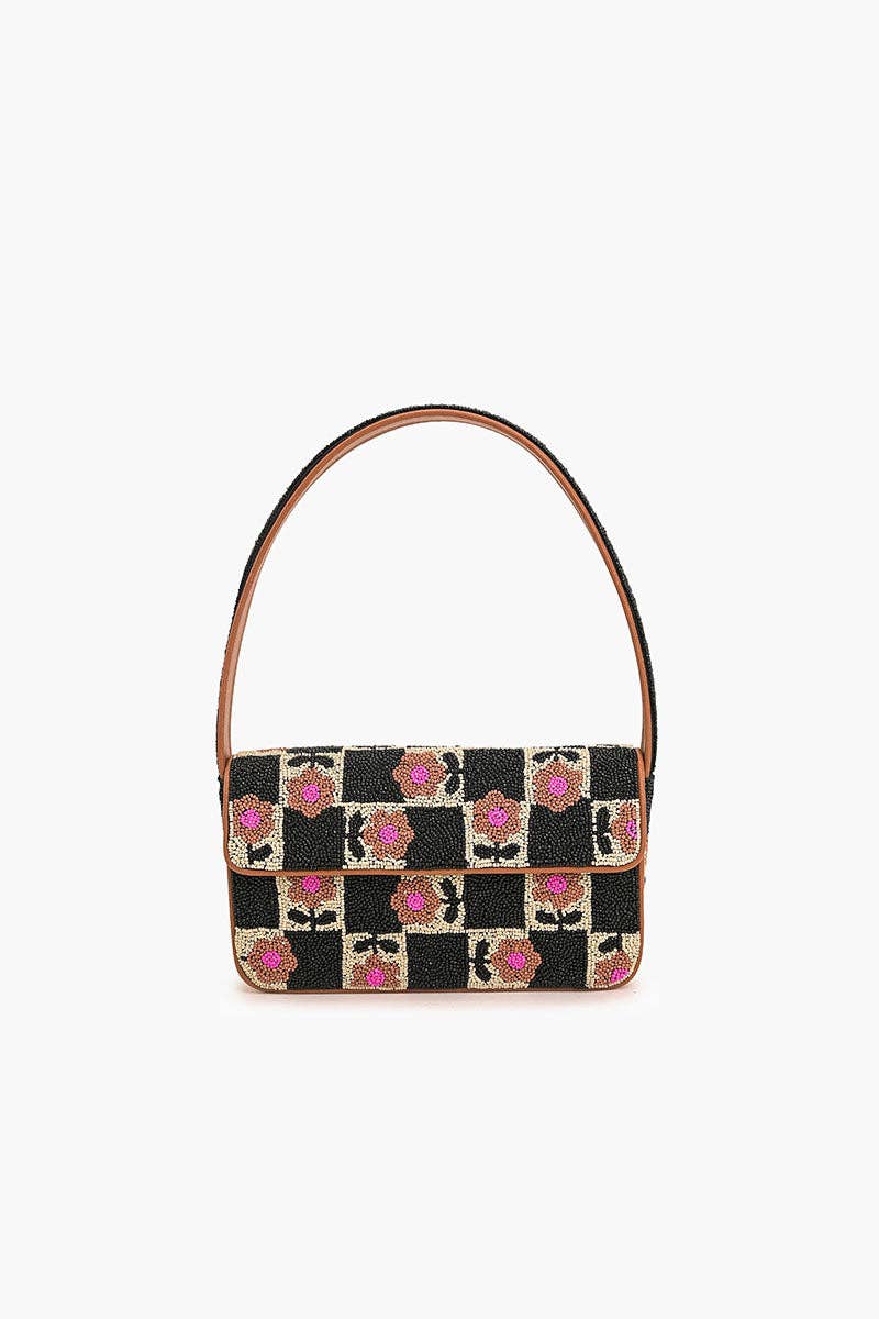 America & Beyond - Geo Floral Beaded Shoulder Bag