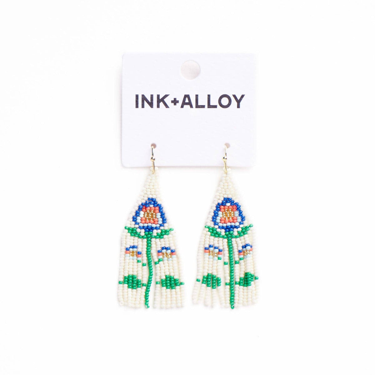 INK + ALLOY - Audrey Small Seed Bead Single Poppy Flower Lapis Wholesale