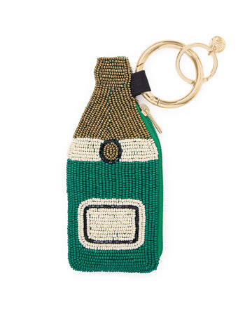 INK + ALLOY - Mary Champagne Bottle Beaded Coin Purse Green