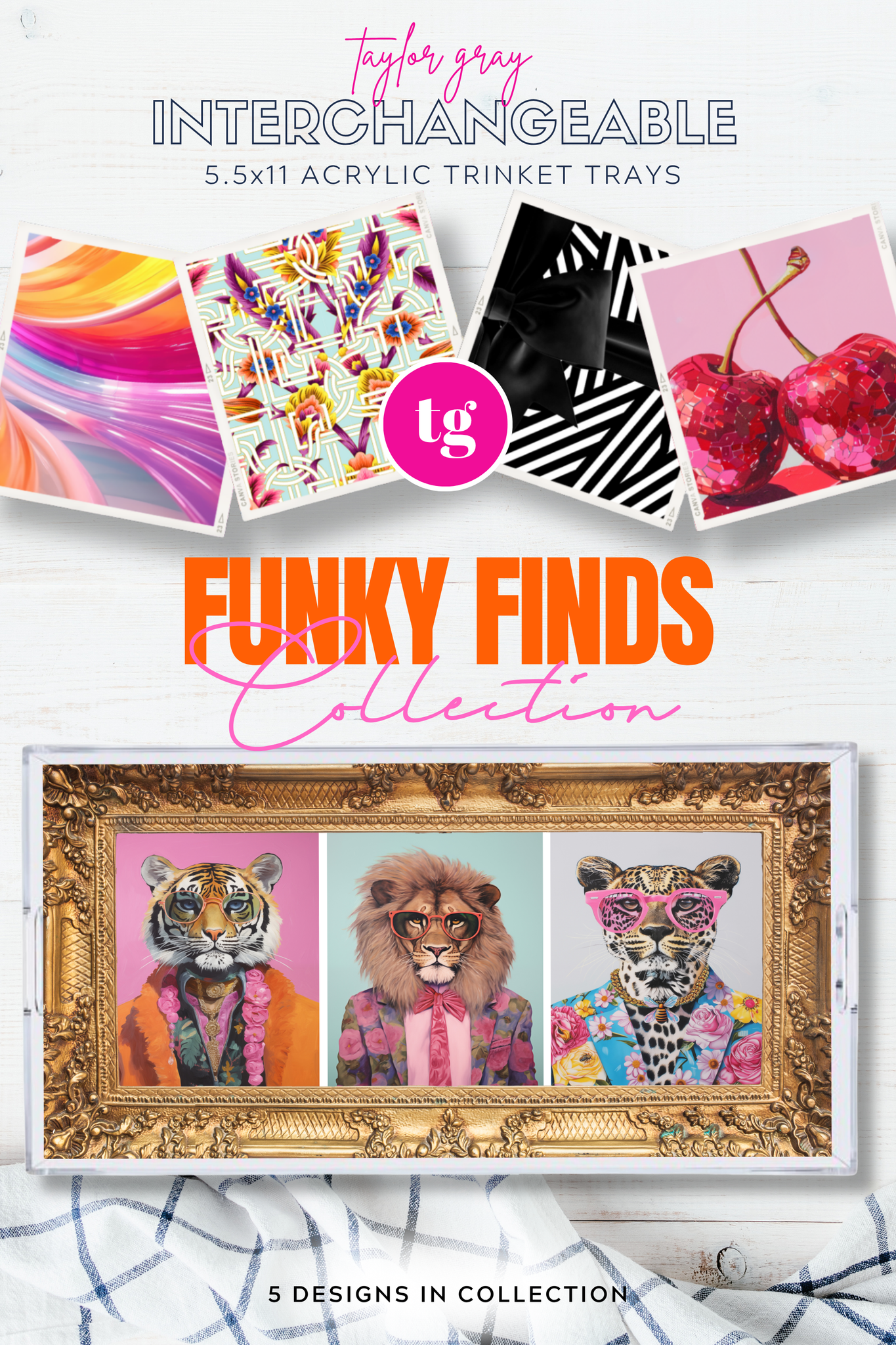 TAYLOR GRAY - 5.5x11 FUNKY FINDS trinket tray insert set of 5