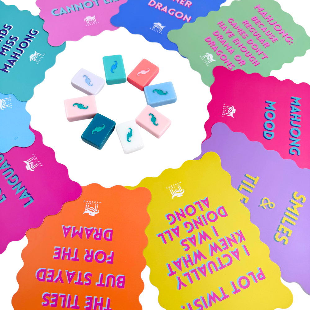My Fair Mahjong - MAHJONG SHUFFLE CARD  |  Scalloped Edges & Bright Colors  |  Sized to Store with Mahjong League Cards