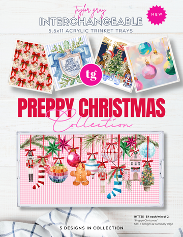 TAYLOR GRAY - 5.5x11 PREPPY CHRISTMAS trinket tray insert set of 5