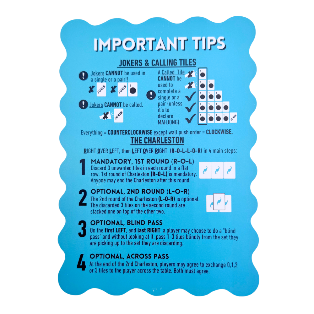 My Fair Mahjong - MAHJONG SHUFFLE CARD  |  Scalloped Edges & Bright Colors  |  Sized to Store with Mahjong League Cards