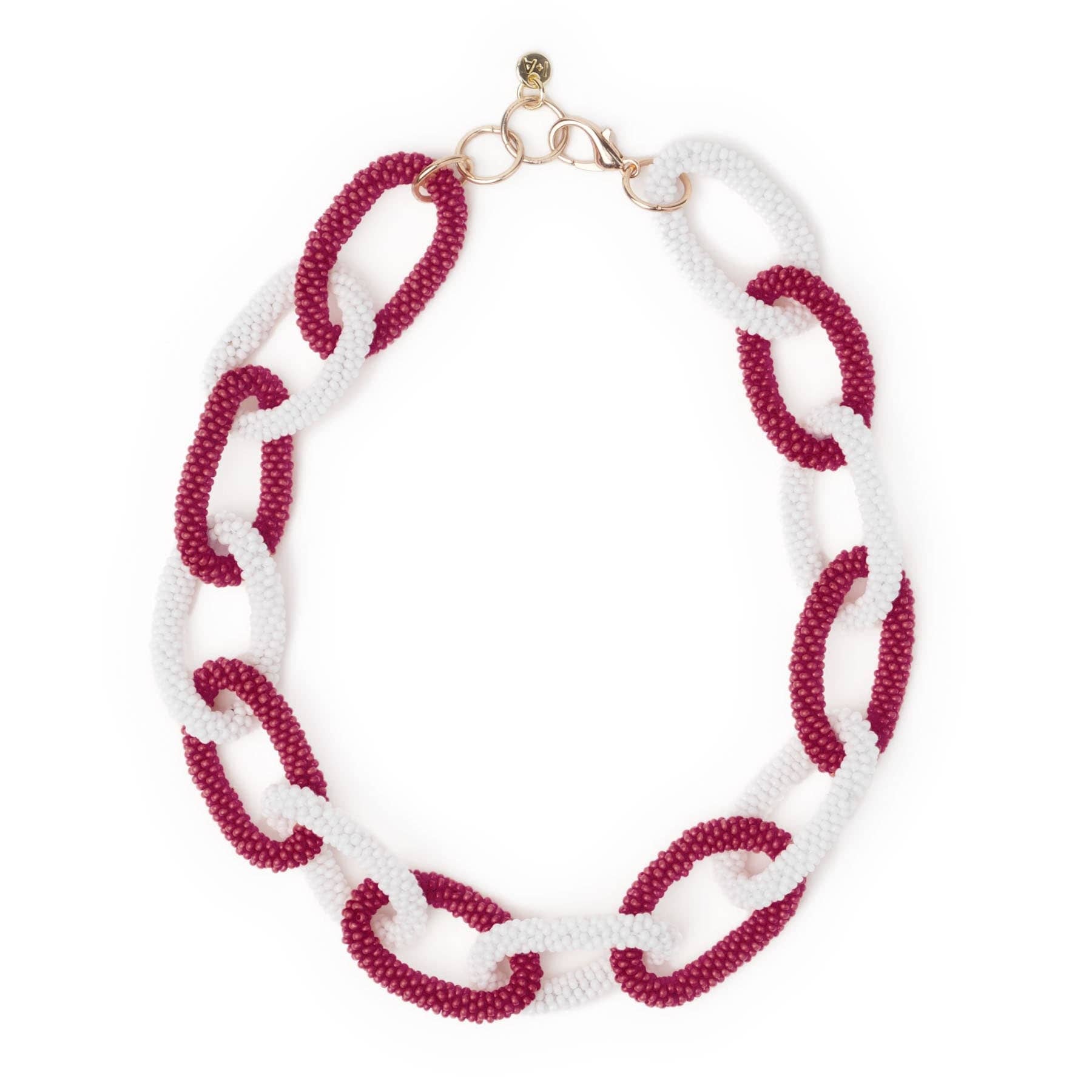 INK + ALLOY - Game Day Chain Link Beaded Necklace Maroon + White Wholesale