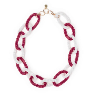 INK + ALLOY - Game Day Chain Link Beaded Necklace Maroon + White Wholesale