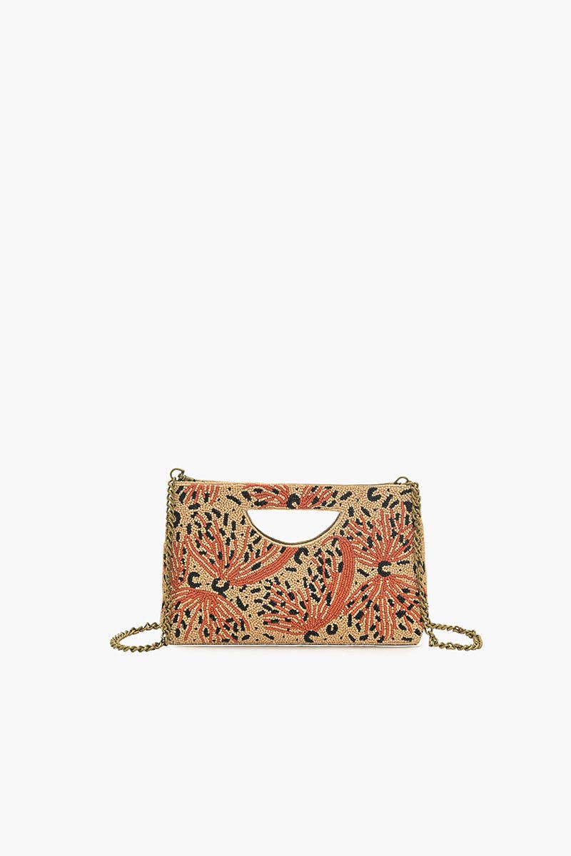 America & Beyond - Leopard Lacewing Butterflies Beaded Handbag