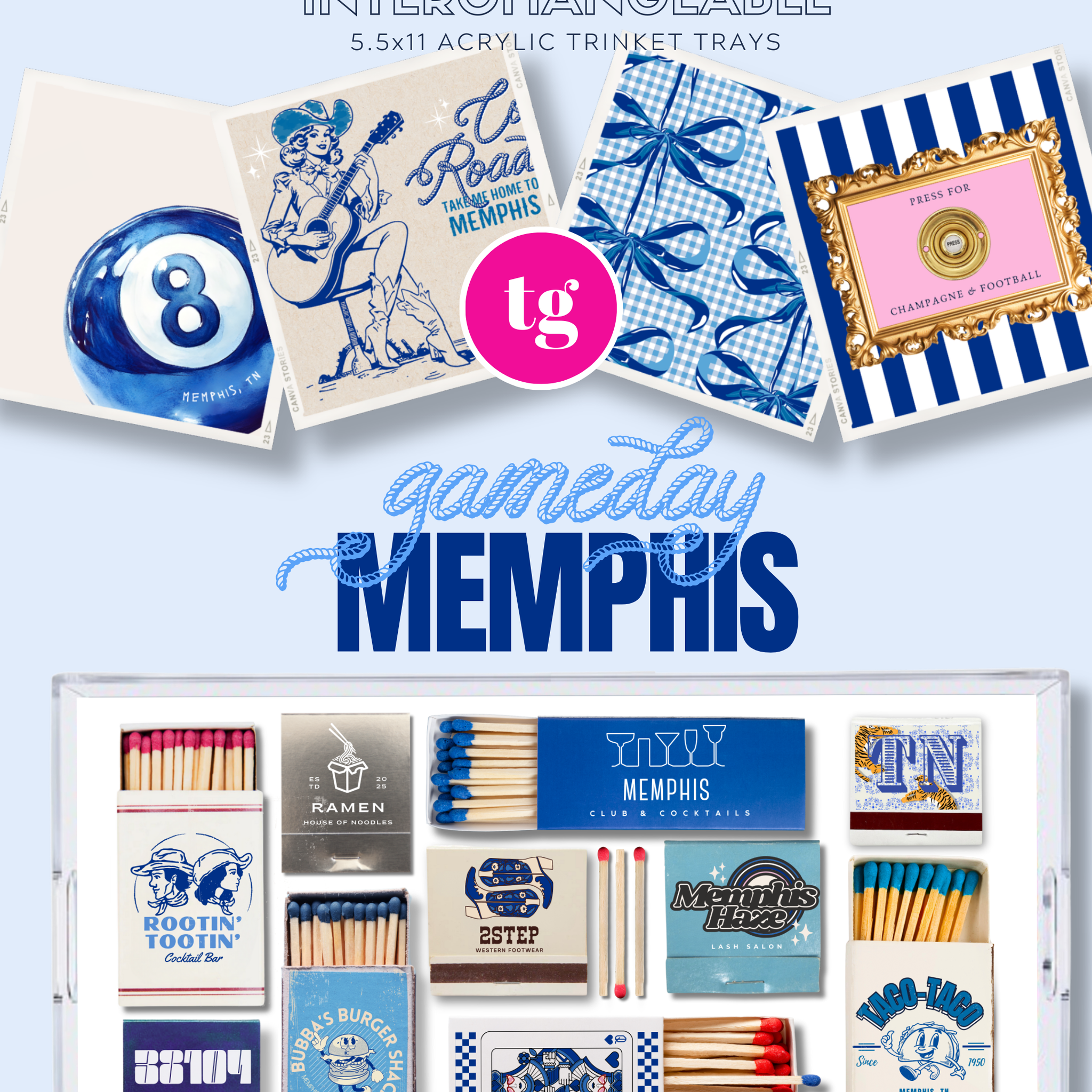 TAYLOR GRAY - 5.5x11 GAMEDAY MEMPHIS trinket tray insert set of 5