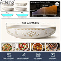 Artena Embossed Damask 24cm Large Ceramic Pasta Bowl