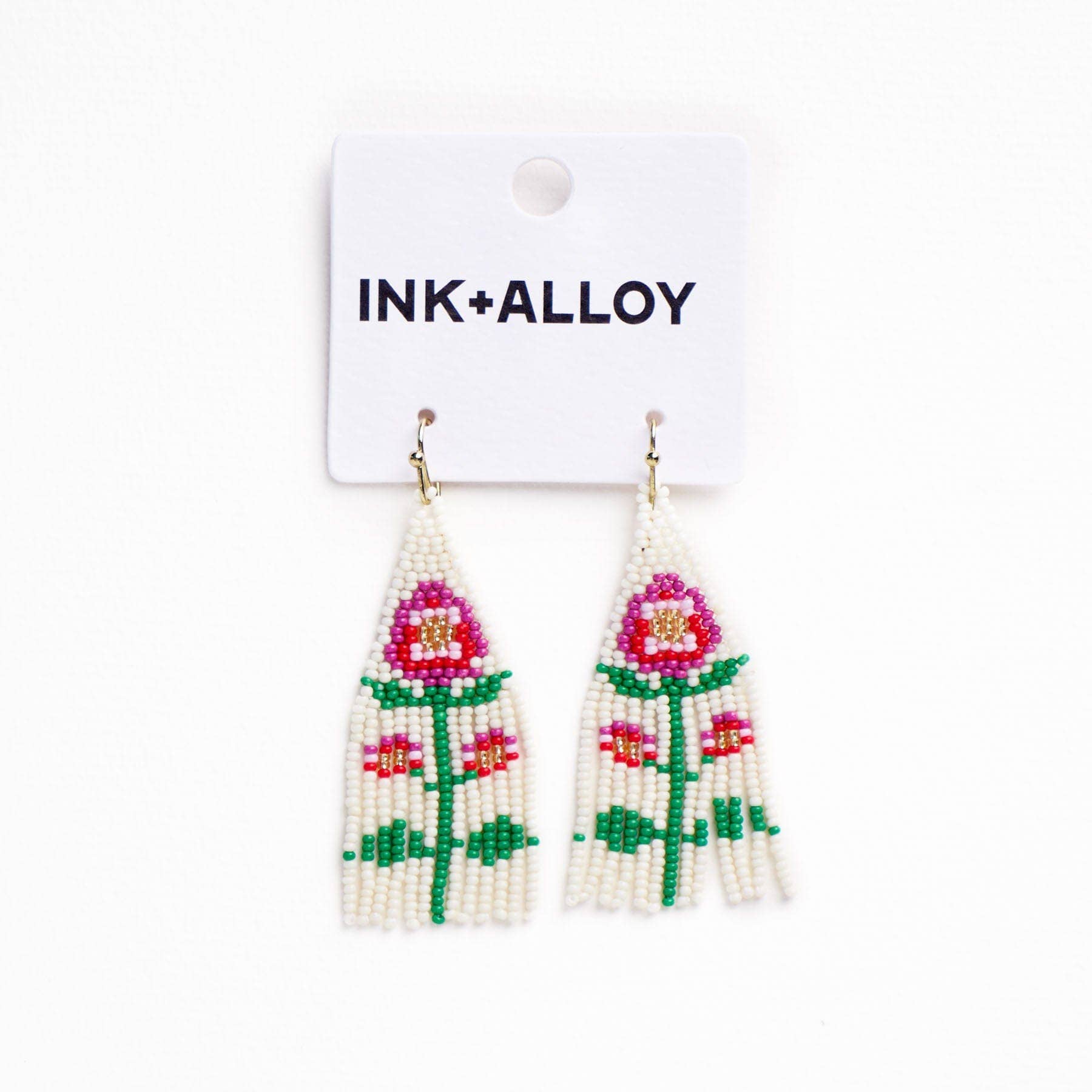 INK + ALLOY - Audrey Small Seed Bead Single Poppy Flower Hot Pink Wholesale