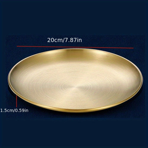 Elegant Stainless Steel Dessert  Snack Plate  Retro Style