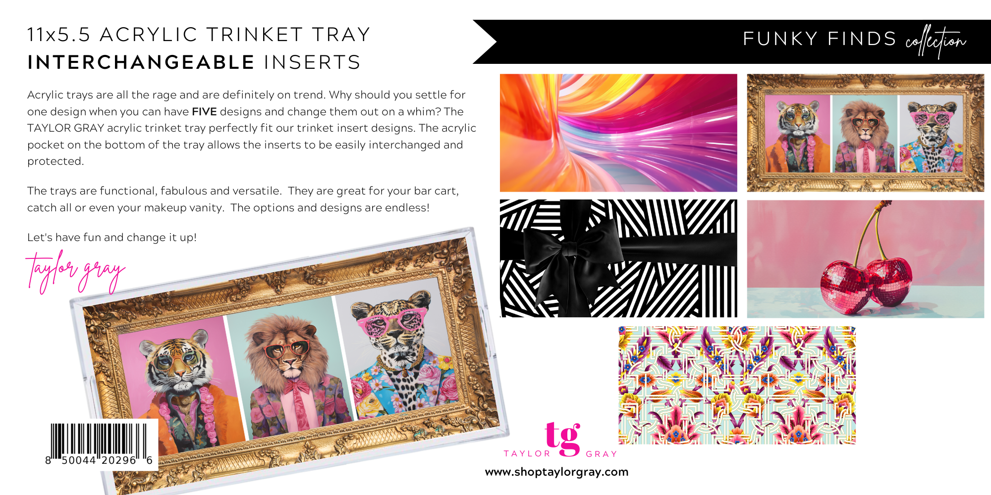 TAYLOR GRAY - 5.5x11 FUNKY FINDS trinket tray insert set of 5