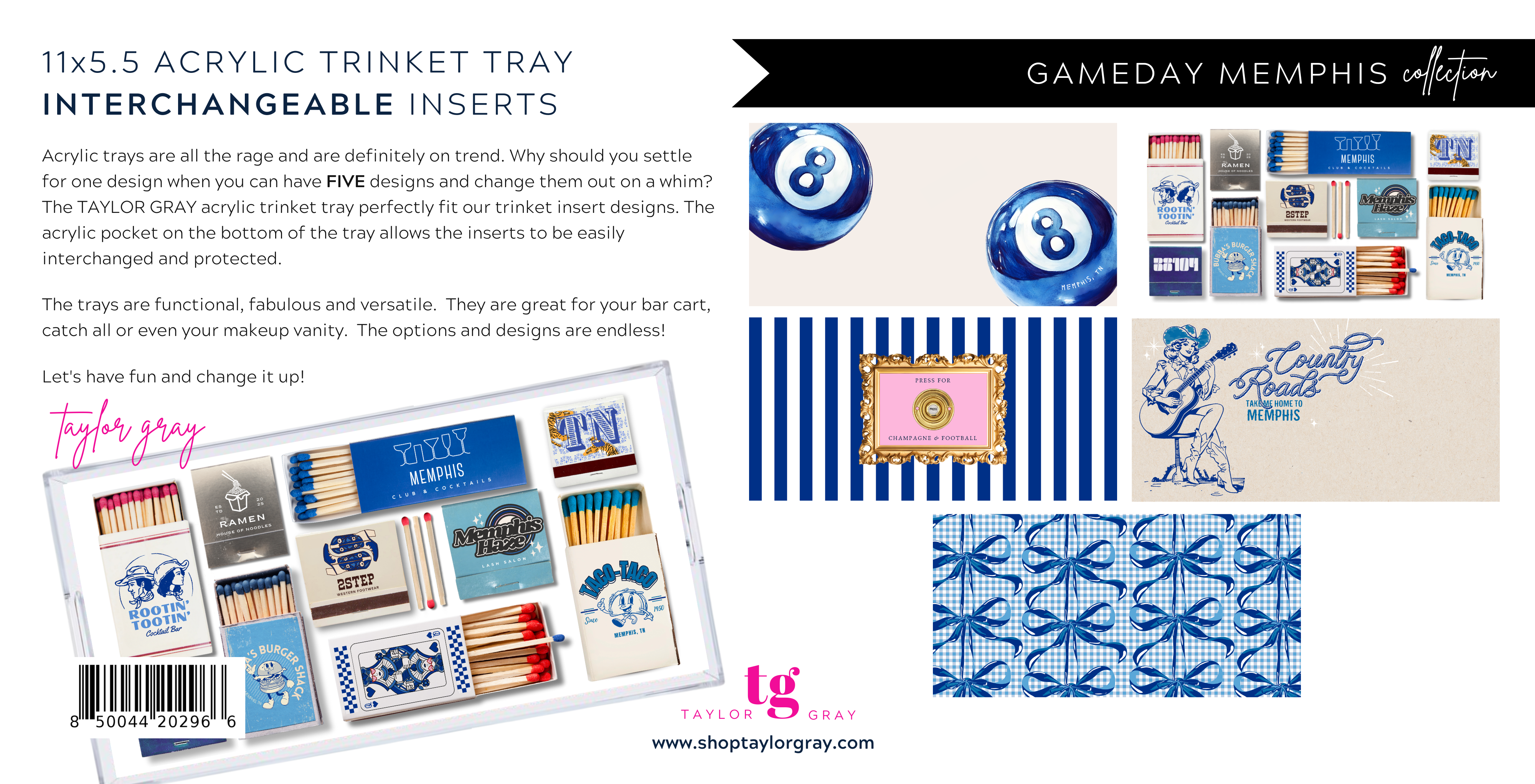 TAYLOR GRAY - 5.5x11 GAMEDAY MEMPHIS trinket tray insert set of 5
