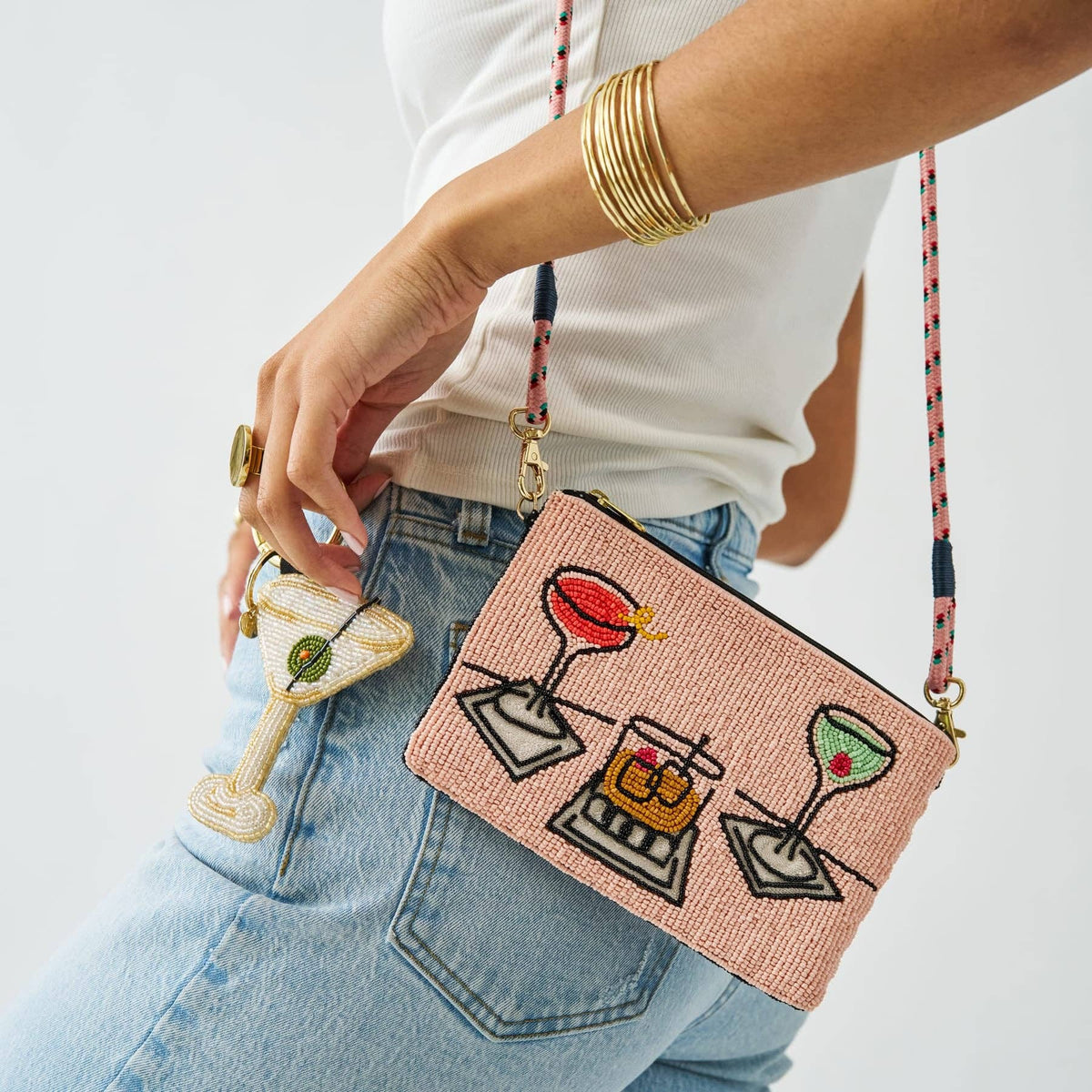 INK + ALLOY - Leila Assorted Drink Seed Bead Clutch With Strap