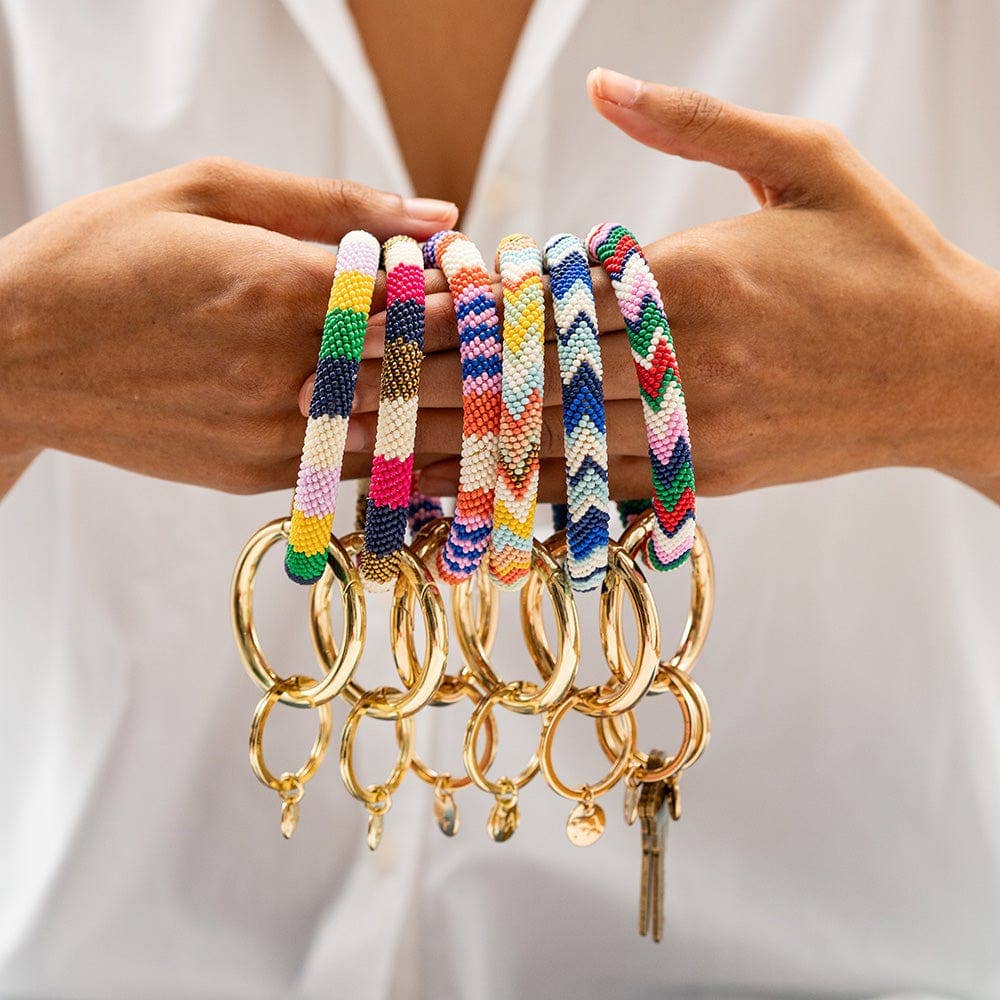 INK + ALLOY - Chloe Chevron Stripe Key Ring Amalfi