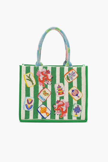 America & Beyond - Mahjong Muse Hand-Beaded Large Book Tote