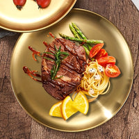 Elegant Stainless Steel Dessert  Snack Plate  Retro Style