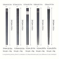 Stylish Reusable Black  Gold Chopsticks Set 5 Pairs