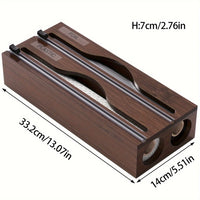 Plastic Film Cutter - Bamboo 2-in-1 Kitchen Wrap Dispenser with Slide
