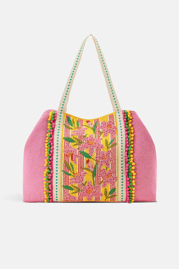 America & Beyond - Lily Pond Artisan Beaded Feminine Oversized Tote