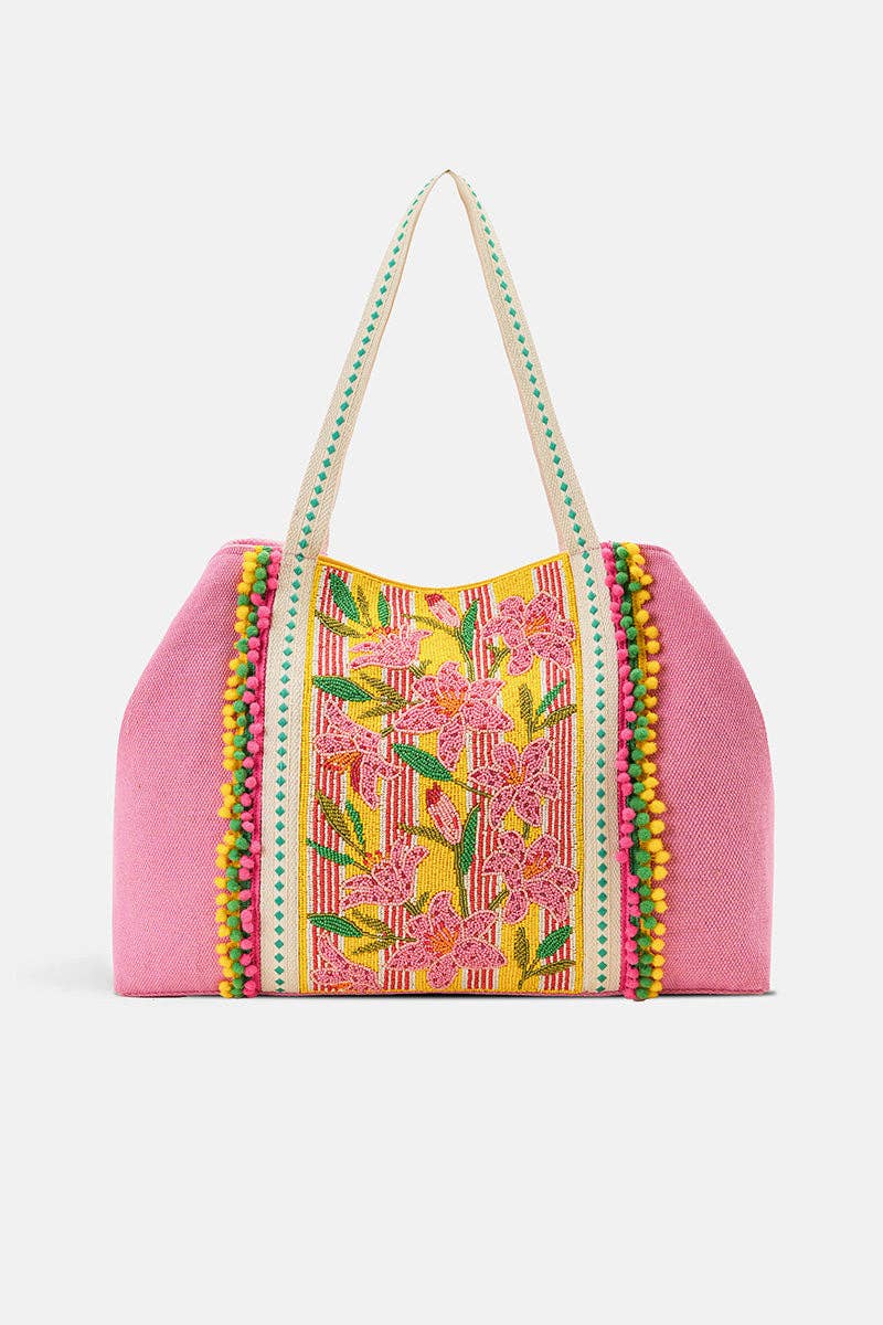 America & Beyond - Lily Pond Artisan Beaded Feminine Oversized Tote