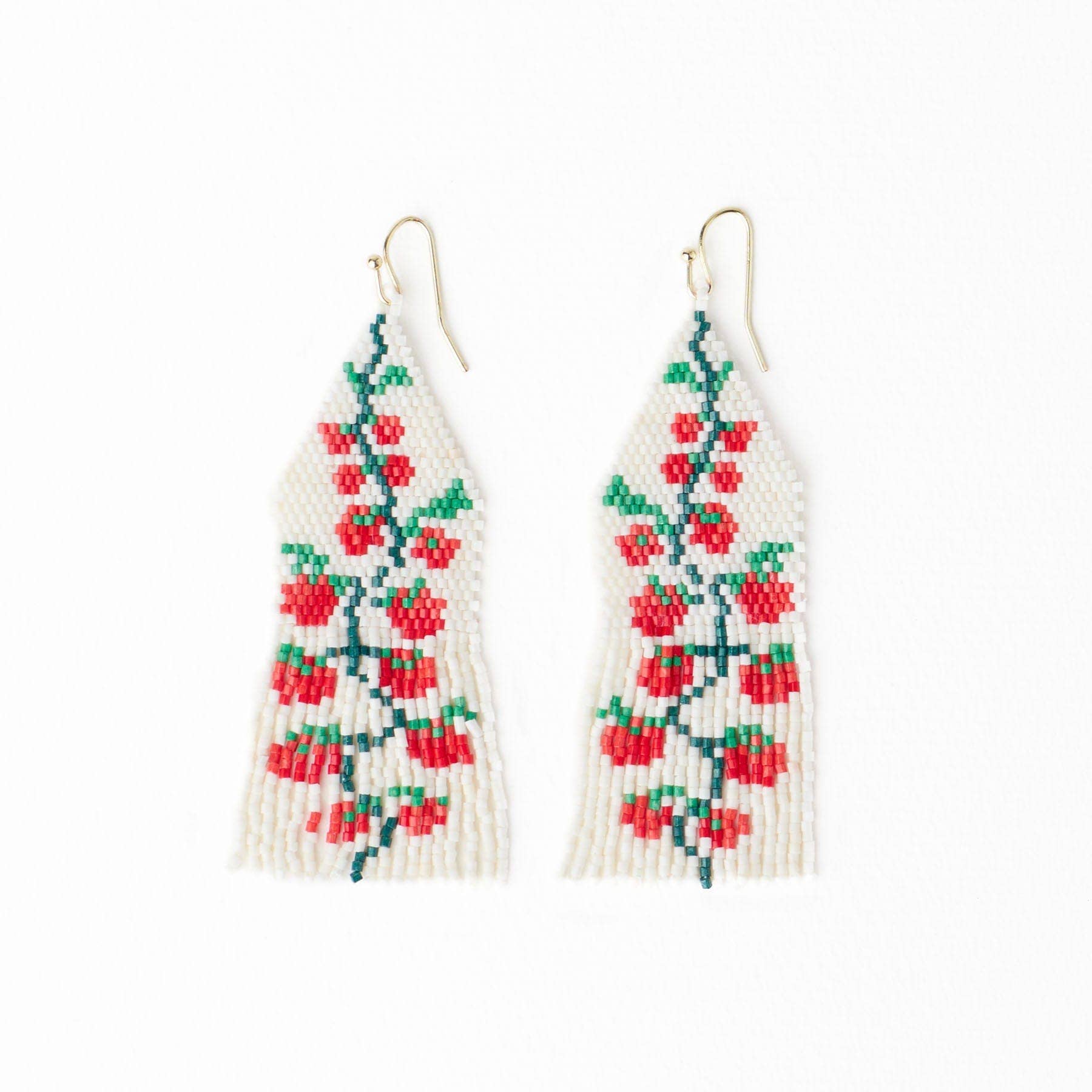INK + ALLOY - Delilah Tomato Beaded Fringe Earrings Red + Green Wholesale