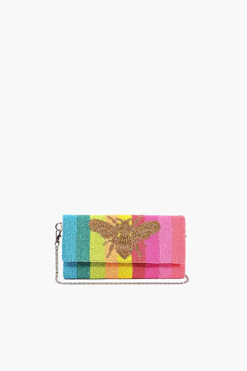 America & Beyond - Rainbow Bee Beaded Clutch