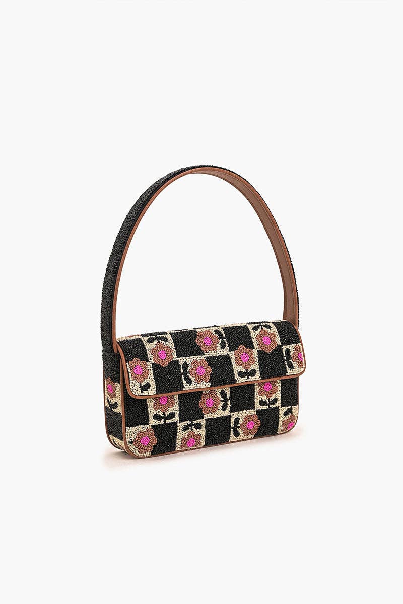 America & Beyond - Geo Floral Beaded Shoulder Bag