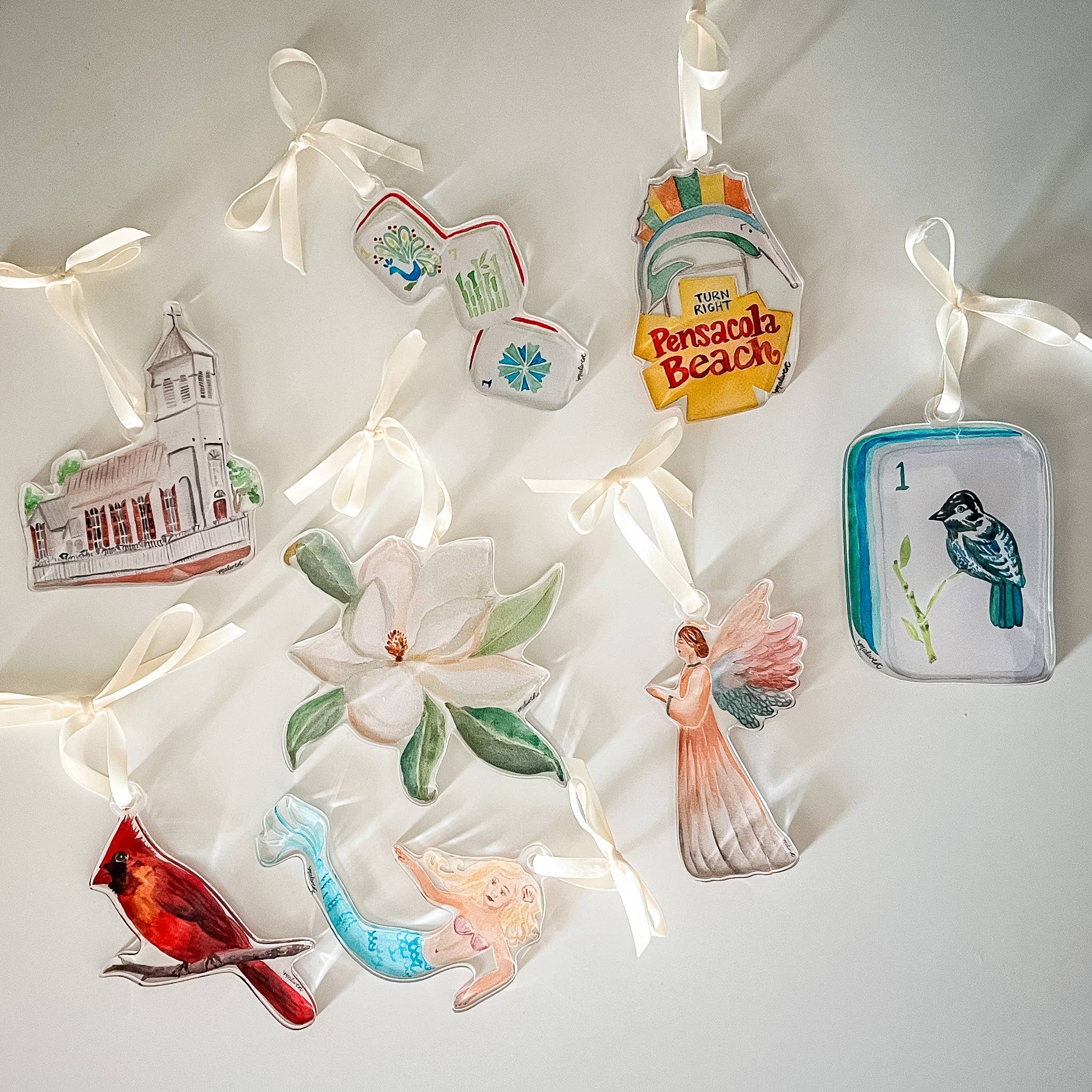 MALWEST design - Merry Mahjong Watercolor Acrylic Ornament