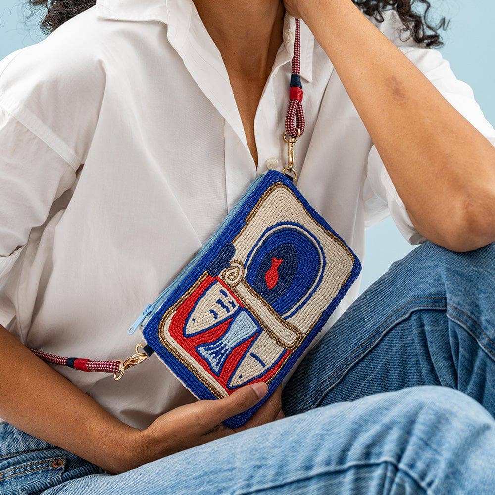 INK + ALLOY - Leila Sardine Seed Bead Clutch With Strap