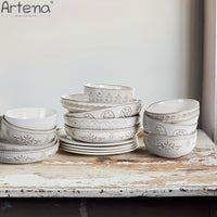 Artena Embossed Damask 24cm Large Ceramic Pasta Bowl