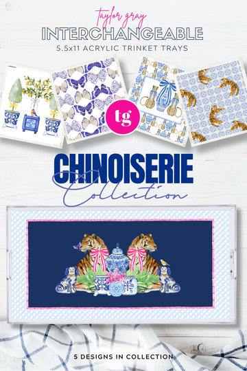 TAYLOR GRAY - 5.5x11 CHINOISERIE trinket tray insert set of 5