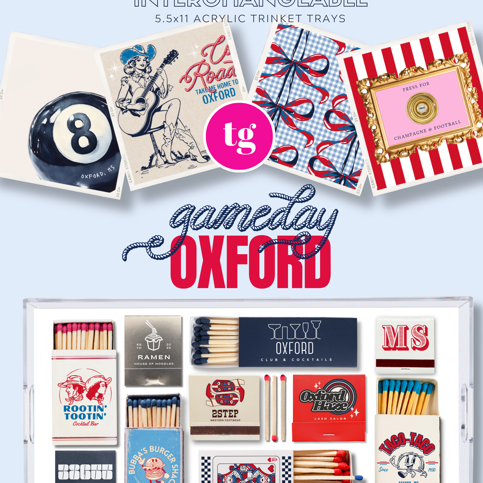 TAYLOR GRAY - 5.5x11 GAMEDAY OXFORD trinket tray insert set of 5