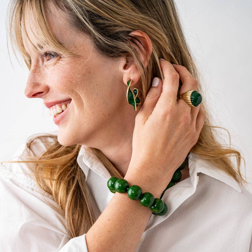 INK + ALLOY - Cece Large Resin Bead Bracelet Green Wholesale