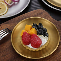 Elegant Stainless Steel Dessert  Snack Plate  Retro Style