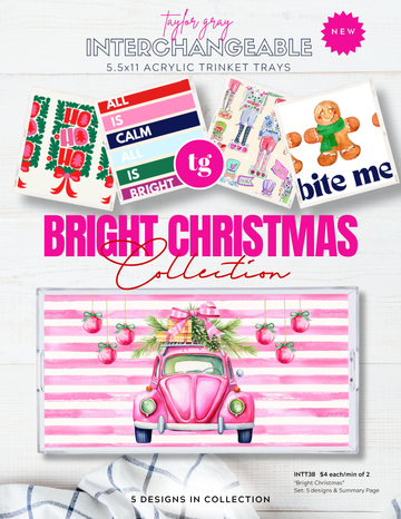 TAYLOR GRAY - 5.5x11 BRIGHT CHRISTMAS trinket tray insert set of 5