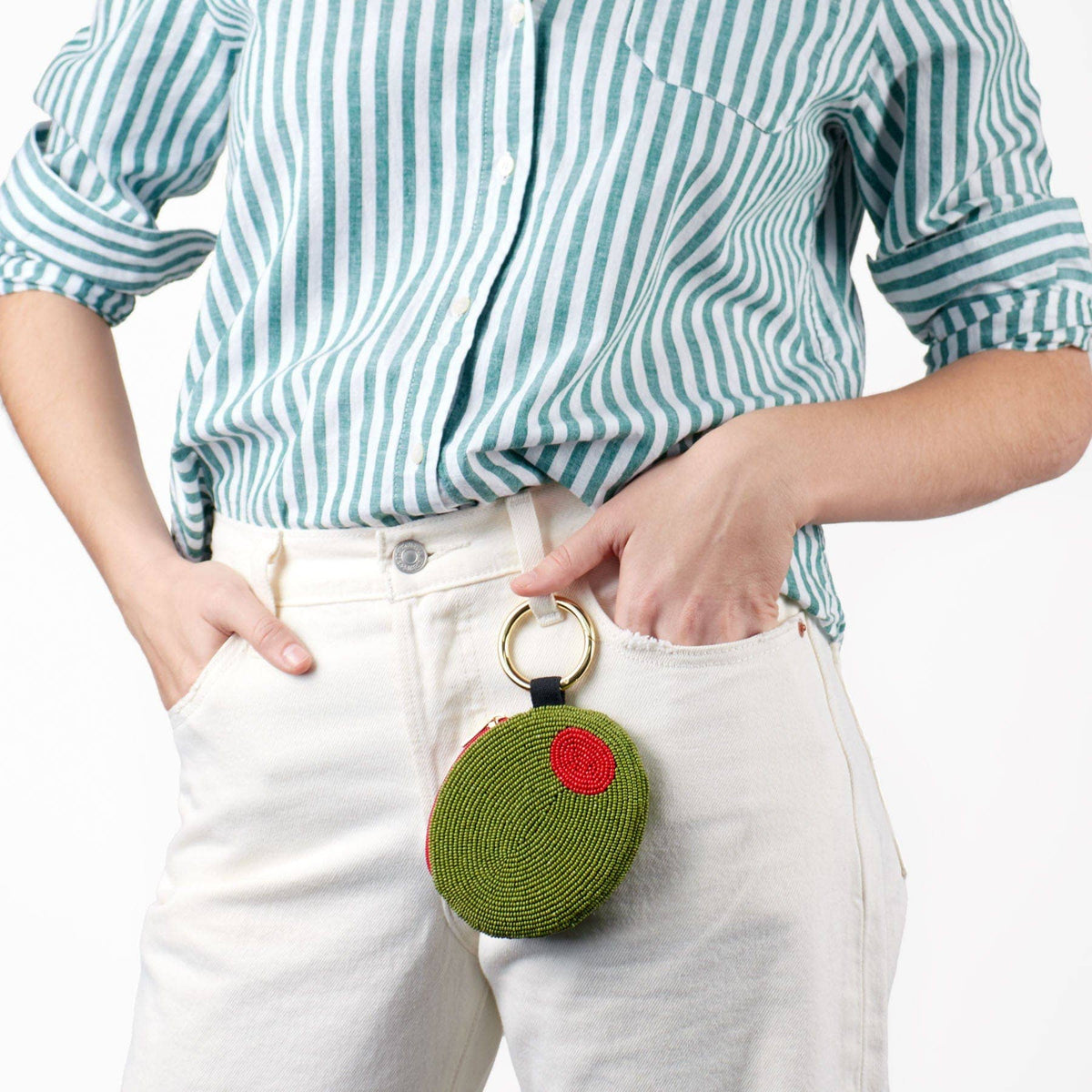 INK + ALLOY - Mary Olive Beaded Coin Purse Green + Red Wholesale