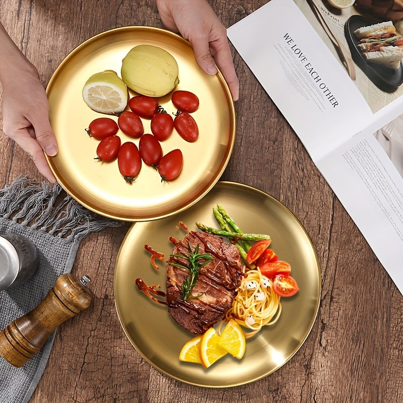 Elegant Stainless Steel Dessert  Snack Plate  Retro Style
