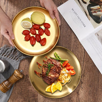 Elegant Stainless Steel Dessert  Snack Plate  Retro Style