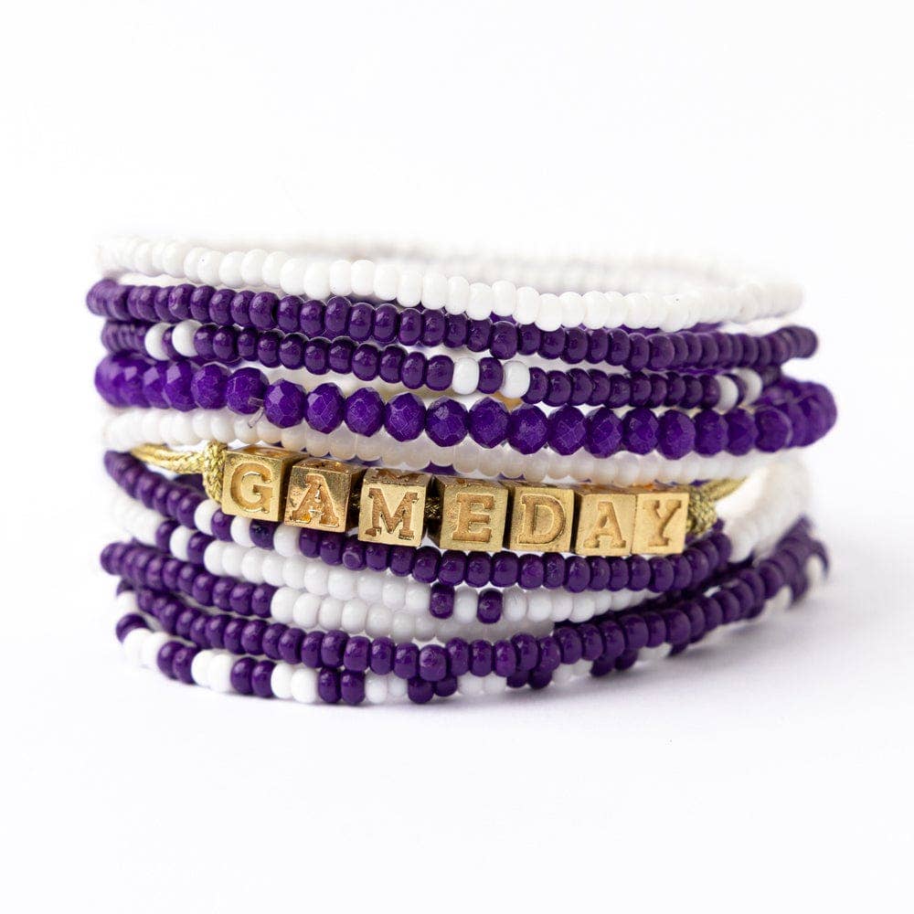 INK + ALLOY - Bracelet Stack Game Day Purple + White Wholesale
