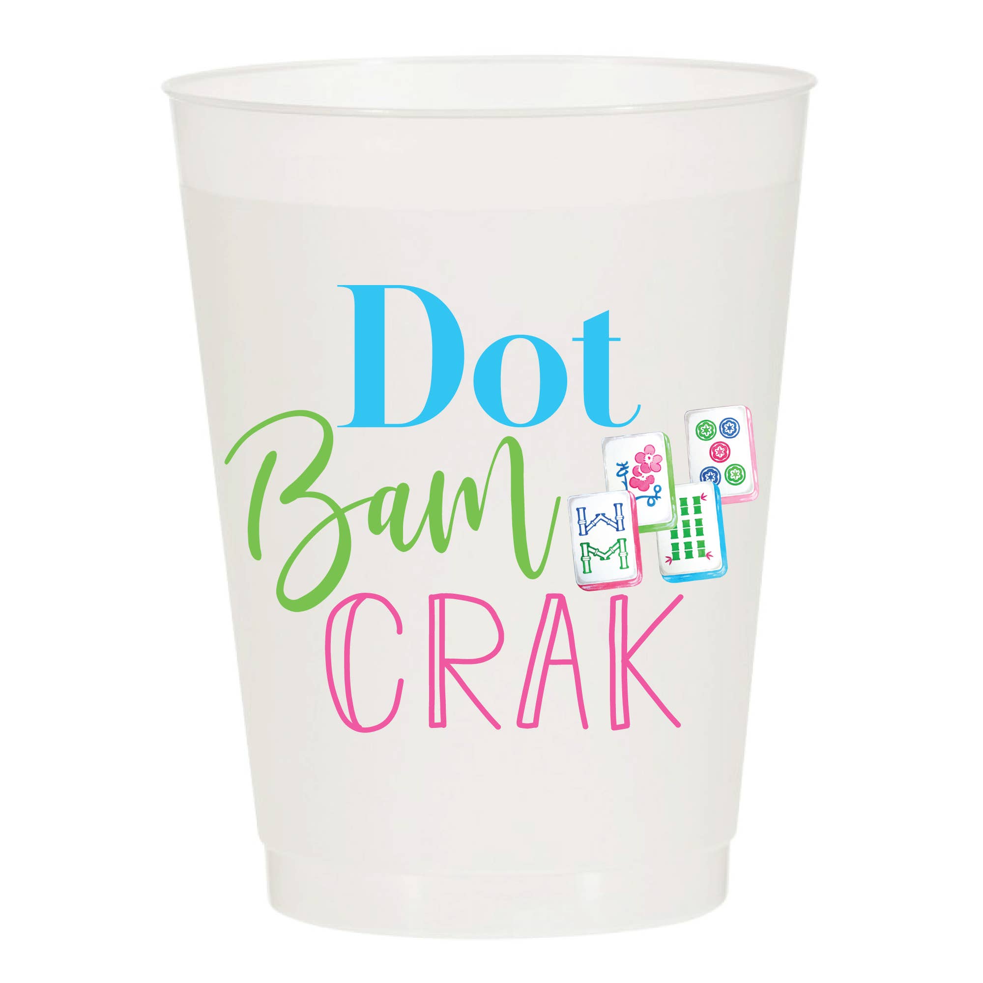 Sip Hip Hooray - Dot Bam Crak Full Color Frosted Cups - Set of 10 Mahjong
