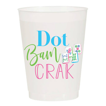 Sip Hip Hooray - Dot Bam Crak Full Color Frosted Cups - Set of 10 Mahjong