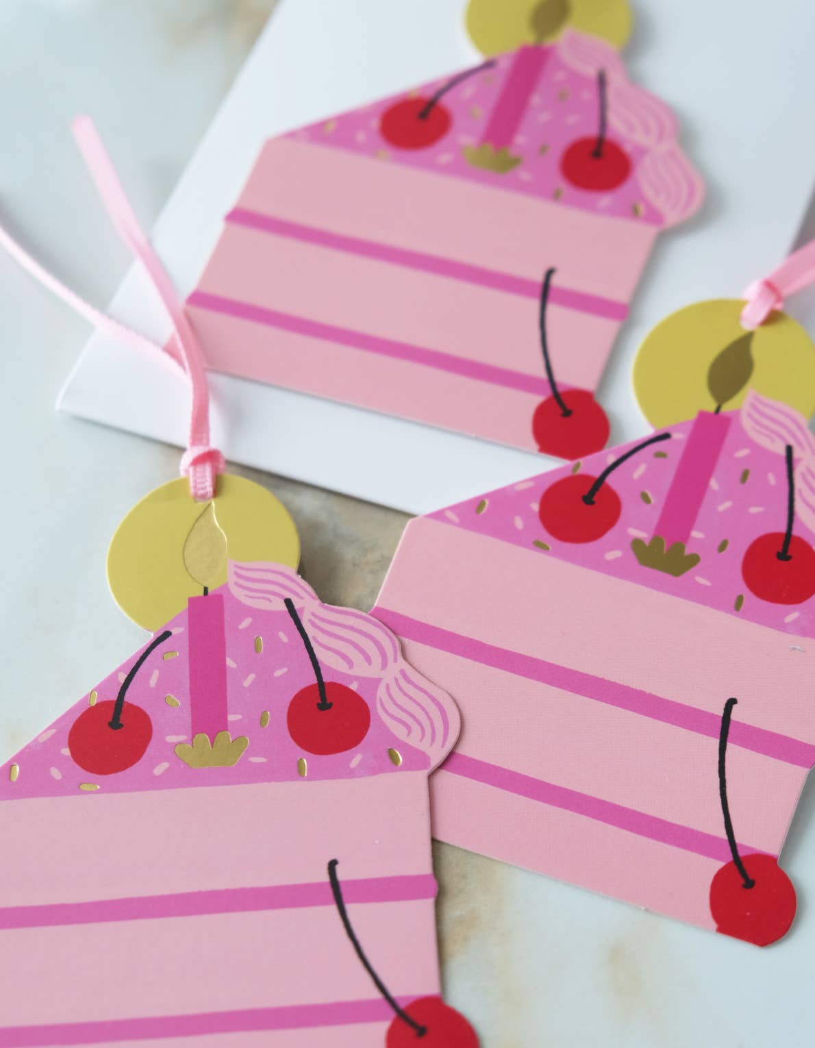 Idlewild Co. - Die-Cut Gift Tags | Pink Cherry Birthday Cake