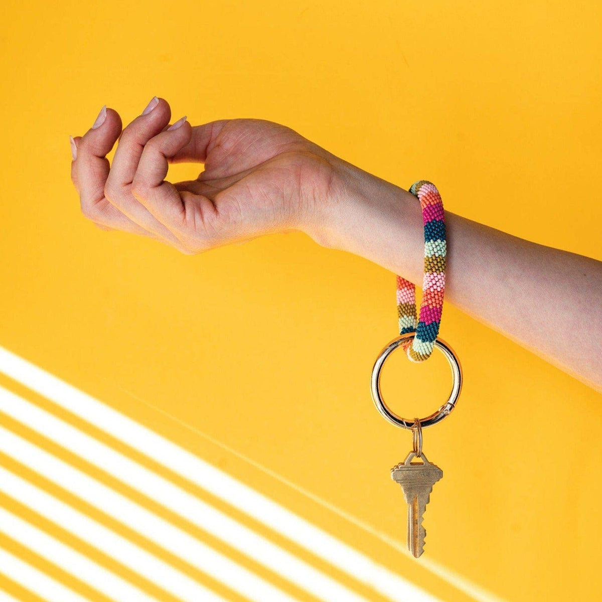 INK + ALLOY - Chloe Stripe Key Ring Rainbow Wholesale